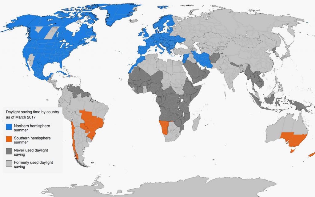 Daylight Savings Countries, as of 2017. Touchstone Closing